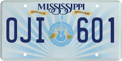 MS license plate OJI601