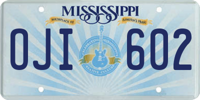 MS license plate OJI602