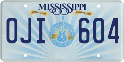 MS license plate OJI604