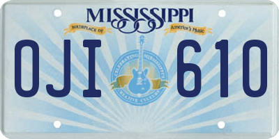 MS license plate OJI610