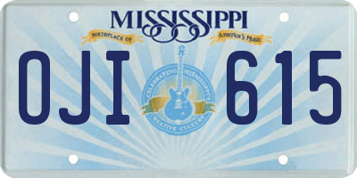 MS license plate OJI615