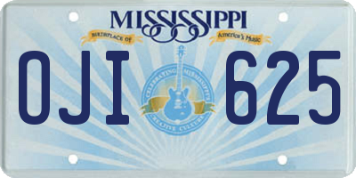 MS license plate OJI625