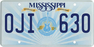 MS license plate OJI630
