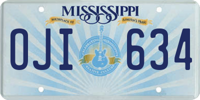 MS license plate OJI634