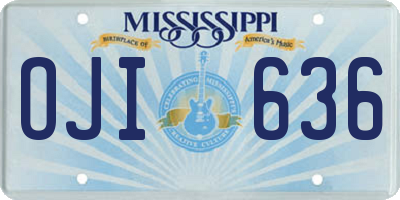 MS license plate OJI636