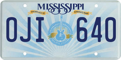 MS license plate OJI640