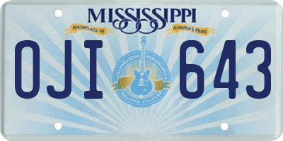 MS license plate OJI643