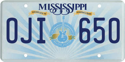 MS license plate OJI650