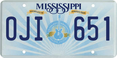 MS license plate OJI651