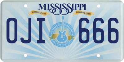 MS license plate OJI666