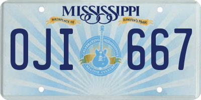 MS license plate OJI667
