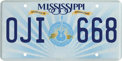 MS license plate OJI668