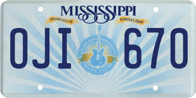 MS license plate OJI670