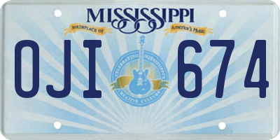 MS license plate OJI674