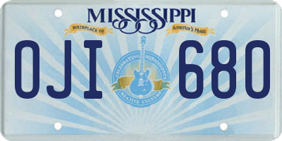 MS license plate OJI680