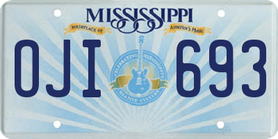 MS license plate OJI693
