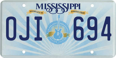 MS license plate OJI694