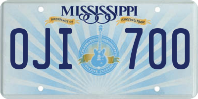 MS license plate OJI700