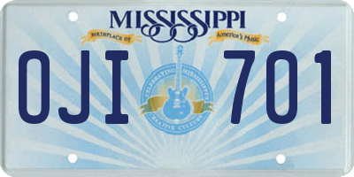 MS license plate OJI701