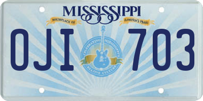 MS license plate OJI703