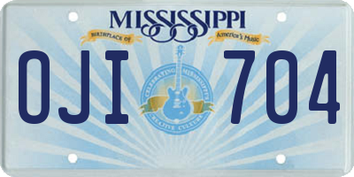 MS license plate OJI704
