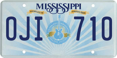 MS license plate OJI710