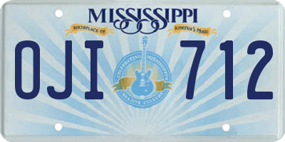 MS license plate OJI712