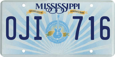 MS license plate OJI716