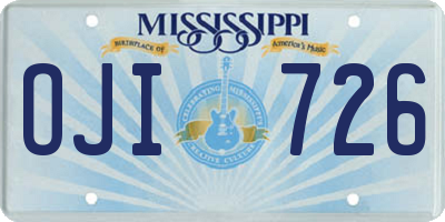 MS license plate OJI726