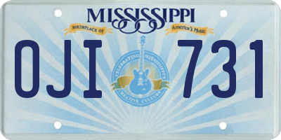 MS license plate OJI731