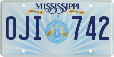 MS license plate OJI742