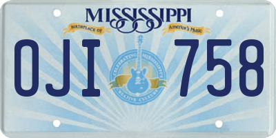MS license plate OJI758