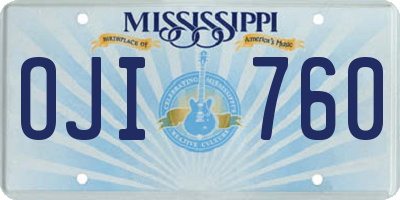 MS license plate OJI760