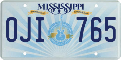 MS license plate OJI765