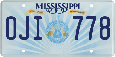 MS license plate OJI778
