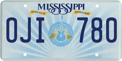 MS license plate OJI780