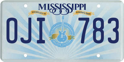 MS license plate OJI783