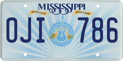 MS license plate OJI786