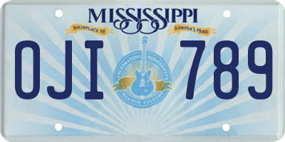 MS license plate OJI789