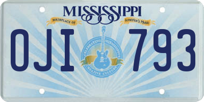 MS license plate OJI793