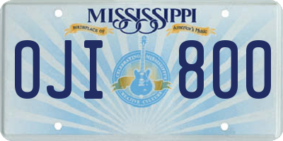 MS license plate OJI800