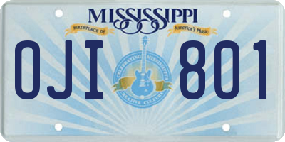 MS license plate OJI801