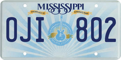 MS license plate OJI802