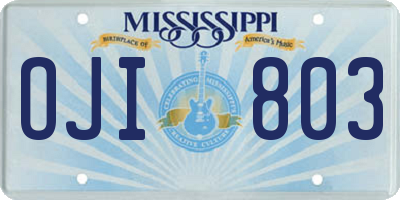 MS license plate OJI803