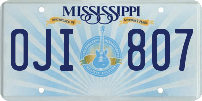 MS license plate OJI807
