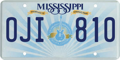 MS license plate OJI810