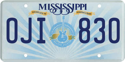 MS license plate OJI830