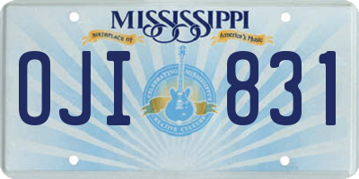 MS license plate OJI831