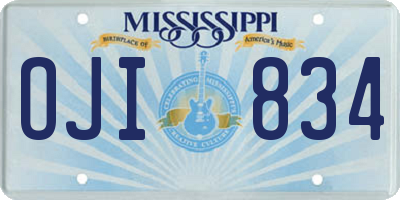 MS license plate OJI834