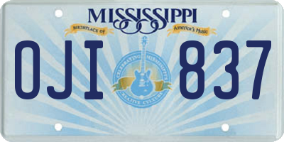 MS license plate OJI837
